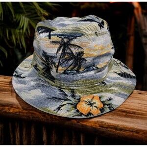 Disney Hawaiian Tropical Mickey Reversible Floral Parks Worls Bucket Sun Hat